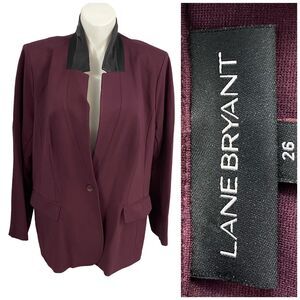 Lane Bryant Blazer Womens 26 Maroon Red Knit Work Office Basic Capsule Career